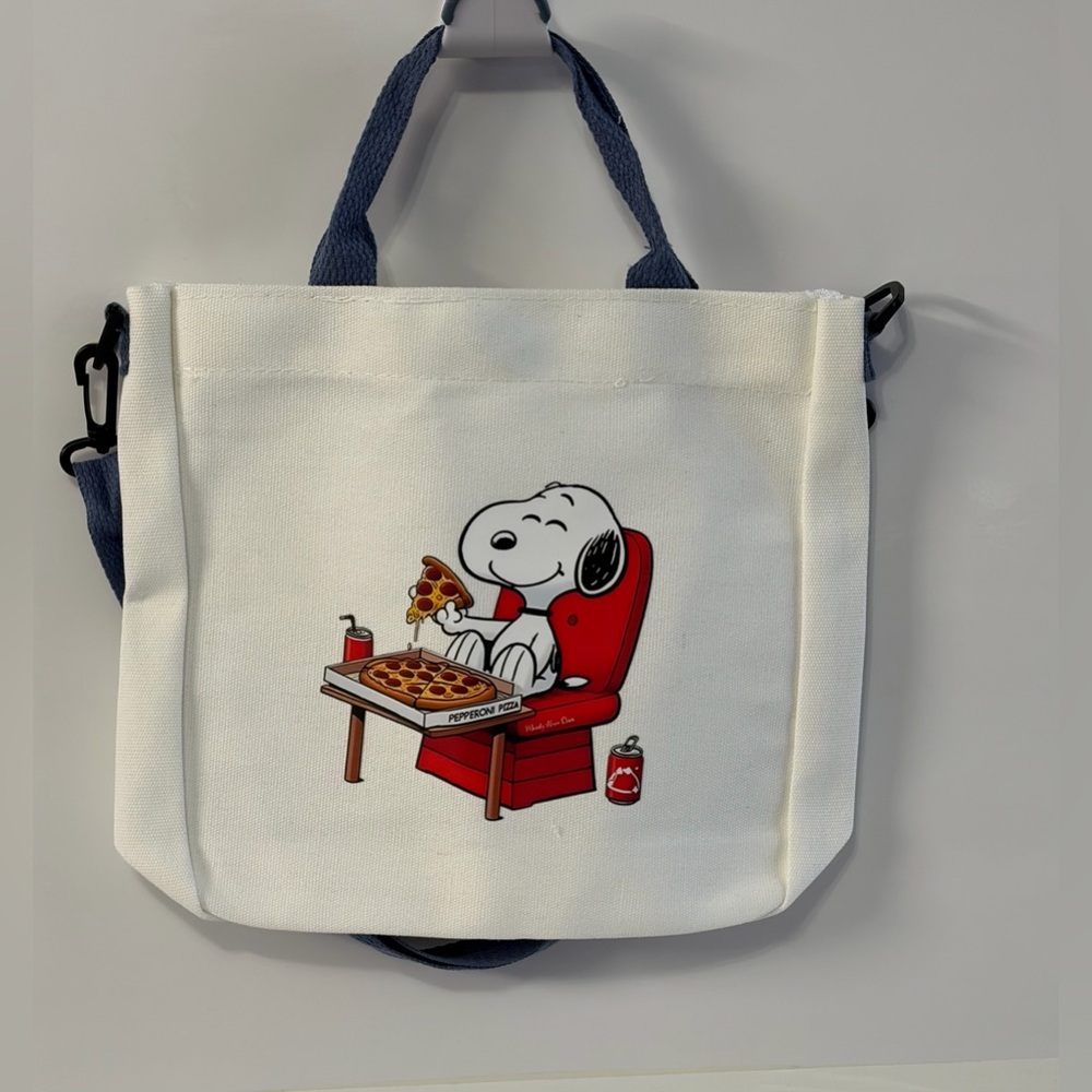 White Tote Bag with Cartoon Print - Picture 4 of 7